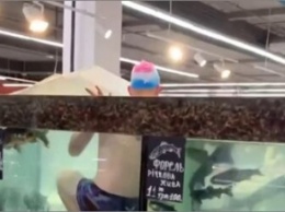 В Херсоне посетитель супермаркета залез в аквариум