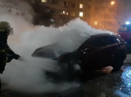 В спальном районе Запорожья дотла сгорел элитный автомобиль (ФОТО)