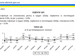 В 2020 году цены в Украине выросли на 5% - Госстат