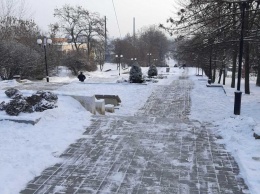 Как коммунальщики в Мелитополе со снегом боролись