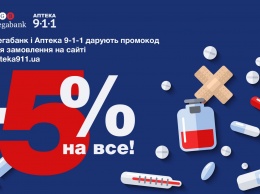 «МЕГАБАНК» и Аптека 9-1-1 дарят промокод на скидку 5%