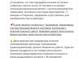 В Беларуси милиция задержала два десятка лыжников с бело-красными флагами. Видео