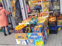 В Запорожье на проспекте овощами и фруктами торгуют прямо на тротуаре - фото