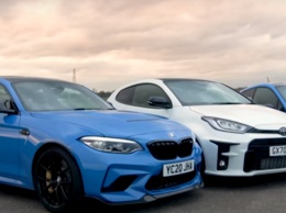 «Историческую» гонку BMW M2 CS, Toyota GR Yaris и Ford Fiesta ST показали на видео