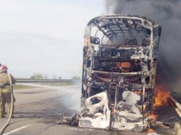 На трассе Киев-Одесса дотла сгорел двухэтажный автобус (ФОТО)