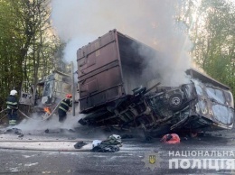 Под Хмельницким в результате тройного ДТП в горящих автомобилях погибли четыре человека. Фото