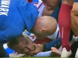 Футболист сборной Дании потерял сознание во время игры с Финляндией. Врачи использовали дефибриллятор