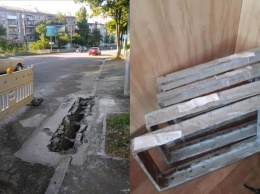 В Днепре на Гагарина новые ливневки украли из не успевшего застыть бетона