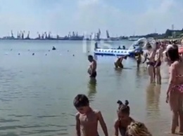 На запорожском курорте нашествие медуз (видео)
