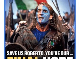 "Спаси нас, Роберто!" Перед финалом Евро 2020 в Шотландии вышла газета с Манчини в образе Уильяма Уолласа
