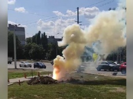 В Харькове из-под земли вырвался столб огня