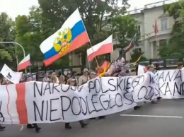 Поляки вышли протестовать против США с флагом России