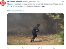 Вслед за Турцией лесные пожары начались на греческом полуострове Пелопоннес