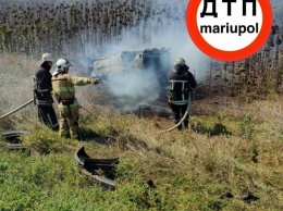 На трассе Мариуполь - Бердянск сгорело авто, - ФОТО