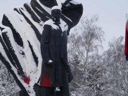 Памятник Бандере облили красной краской в Тернополе - видео камер слежения