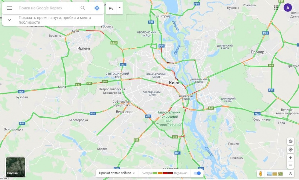 Утро понедельника началось в Киеве со значительных пробок (карта)