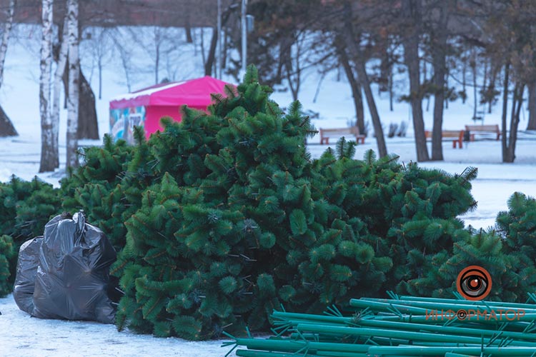 Праздникам конец: в парке Глобы разобрали новогоднюю елку (ФОТО)