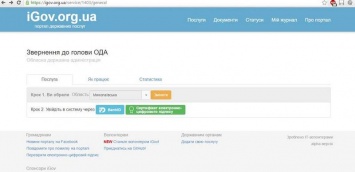 В николаевской ОГА появилась первая электронная услуга IGov: обращение к губернатору