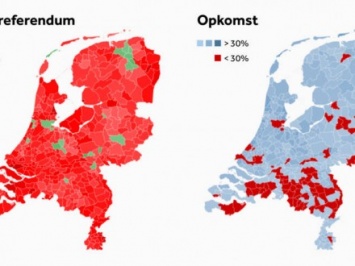 "За" ассоциацию с Украиной проголосовали лишь 22 из 390 муниципалитетов Нидерландов