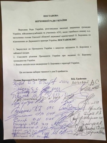 Нардепы собирают подписи за выдворение из Украины Саши Боровика (документ)