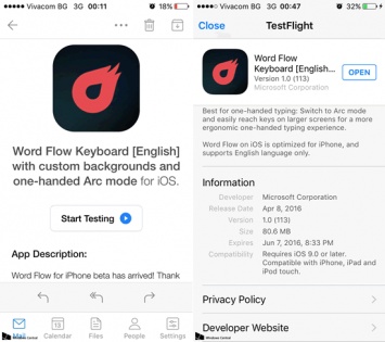 Показана клавиатура Word Flow от Microsoft для iPhone