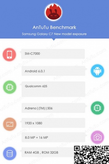 Таинственный Galaxy C7 засветился в AnTuTu