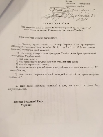 Комитет ВР решил рассмотреть законопроект «под Луценко» вне регламента