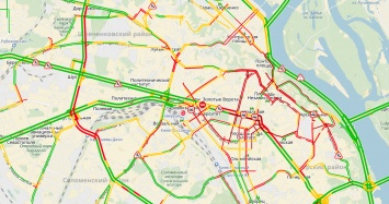 Из-за перекрытого Крещатика в Киеве наблюдаются 6-балльные пробки