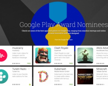 Компания Google объявила номинантов премии Google Play Awards 2016