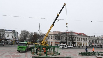 В Симферополе начали устанавливать главную новогоднюю елку города