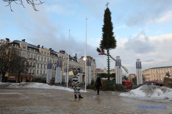 На Софийской площади Киева ставят главную елку страны