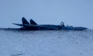 Появились фото с места крушения Су-27 в Житомирской области