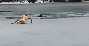 В Сумах ливанец чуть не погиб сам, спасая собаку из ледяной воды, но его жена успела позонить