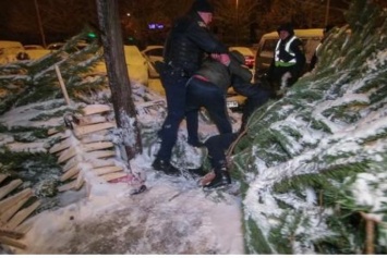 В Киеве продавец елок отбился от вооруженных грабителей топором