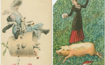 Забавные ретро-открытки со свиньями