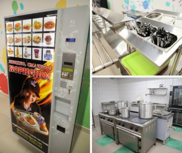 В двух учебных заведениях введут пробные автоматы с едой и шведский стол