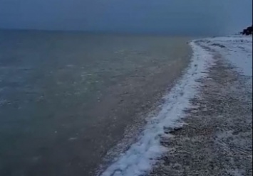 В Кирилловке начало замерзать Азовское море (видео)