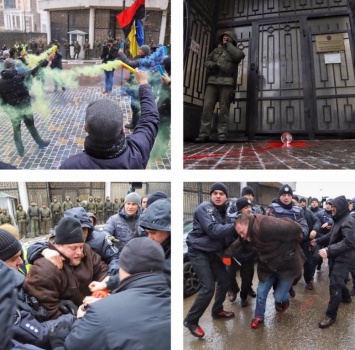 Одесские полицейские спасли российское консульство от бандеровцев с краской