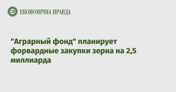 "Аграрный фонд" планирует форвардные закупки зерна на 2,5 миллиарда