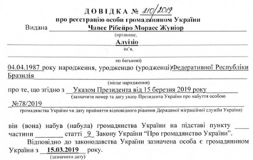 Жуниор Мораэс стал гражданином Украины