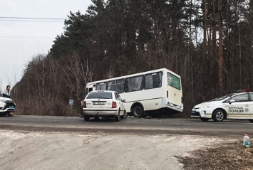 Под Киевом Skoda протаранила маршрутку, есть пострадавшие