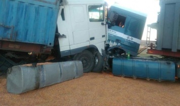 В Николаевской области зерновоз не разминулся с фурой из-за ямы на дороге (фото)