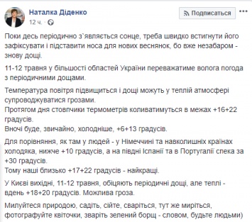 Синоптик рассказала, какую погоду ждать в Украине на выходных. Карта