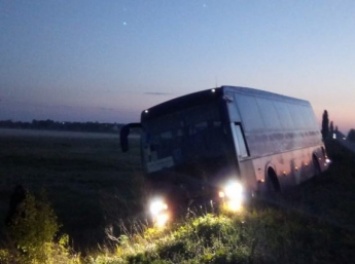 Пассажирский автобус Киев - Запорожье слетел в кювет: пассажир подозревает, что водитель уснул (фото)