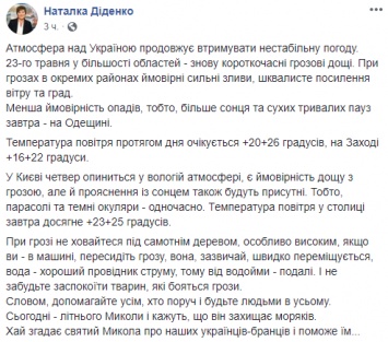 "Зонты и темные очки одновременно". Синоптик рассказала про загадочную погоду в Украине в четверг