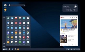 Ранний вариант десктопного режима Android Q со сторонним лаунчером