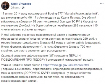 СБУ уведомила о подозрении трем россиянам и украинцу, причастным к трагедии МН17 на Донбассе