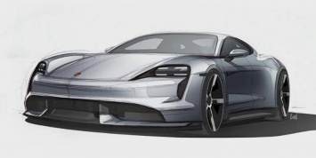 Первые дизайн-скетчи Porsche Taycan официально появились в интернете