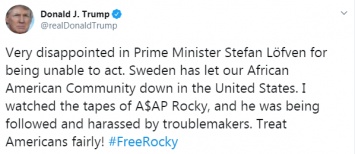 Дональд Трамп потребовал от Швеции освободить репера A$AP Rocky