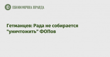Гетманцев: Рада не собирается "уничтожить" ФОПов